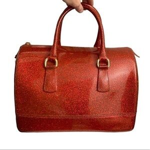 Furla red glitter candy bag RARE made in Italy limited edition